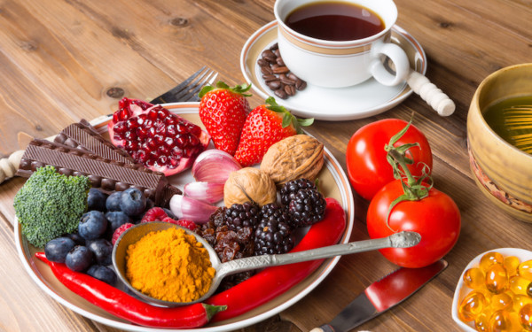 Food and tea items on table