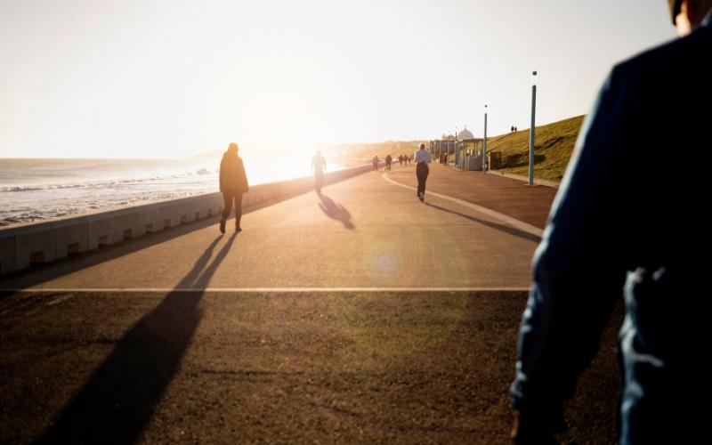 Group of people out on morning walk