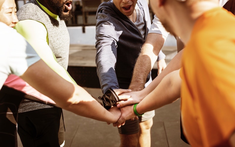 Group of people being active together