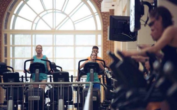 People exercising in gym