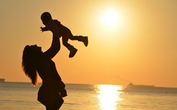 Mother and child happy