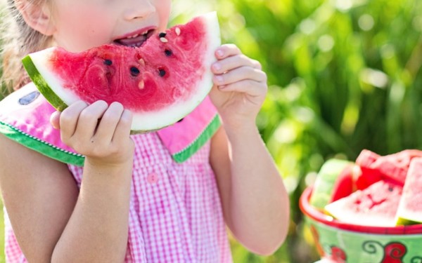 Girl eating watermelon